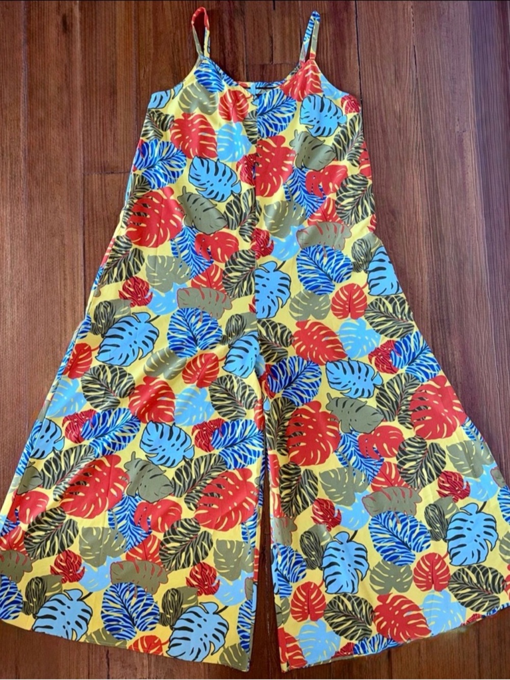 Easel Colorful Leaf Print Jumpsuit